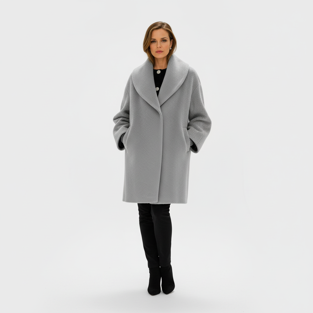 Płaszcz Damski Oversize z Szerokim Kołnierzem