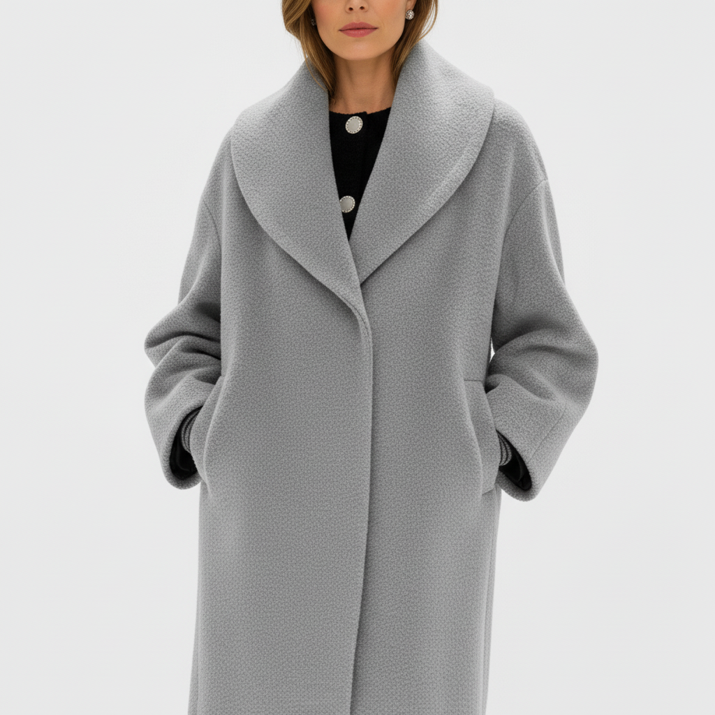 Płaszcz Damski Oversize z Szerokim Kołnierzem