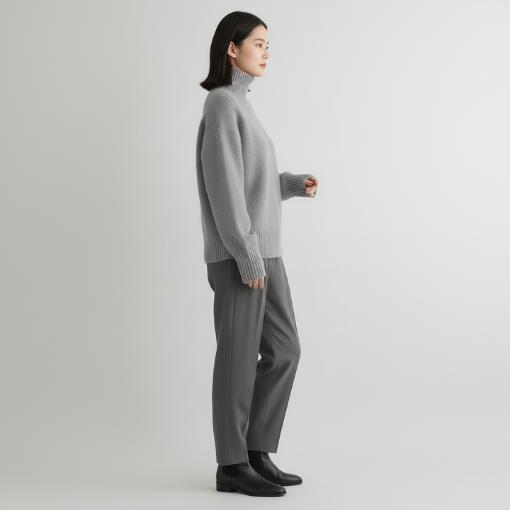 Sweter Damski z Golfem w Luźnym Kroju