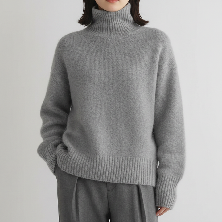 Sweter Damski z Golfem w Luźnym Kroju