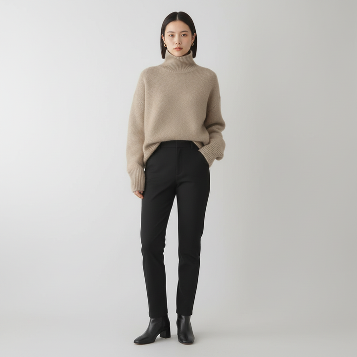 Sweter Damski z Golfem w Luźnym Kroju