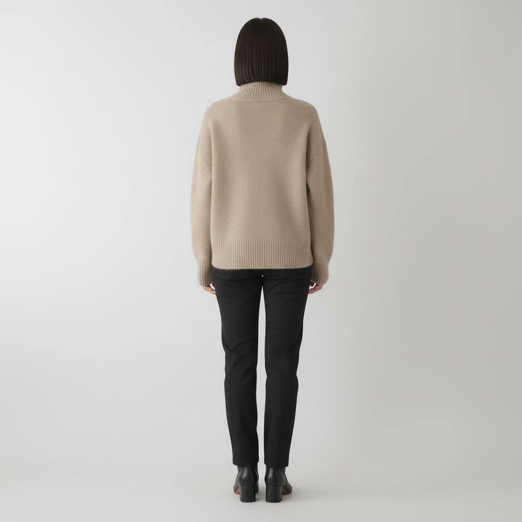 Sweter Damski z Golfem w Luźnym Kroju