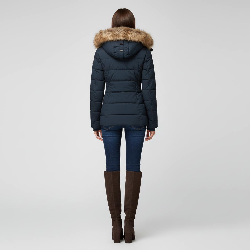 Damska Kurtka Zimowa Z Kapturem Na Zamek