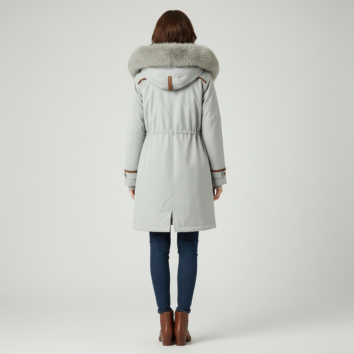 Damski Płaszcz Zimowy Z Futrzanym Kapturem