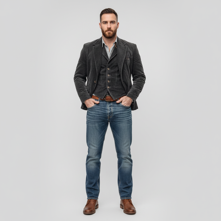 Blazer Męski z Kamizelką w Stylu Vintage