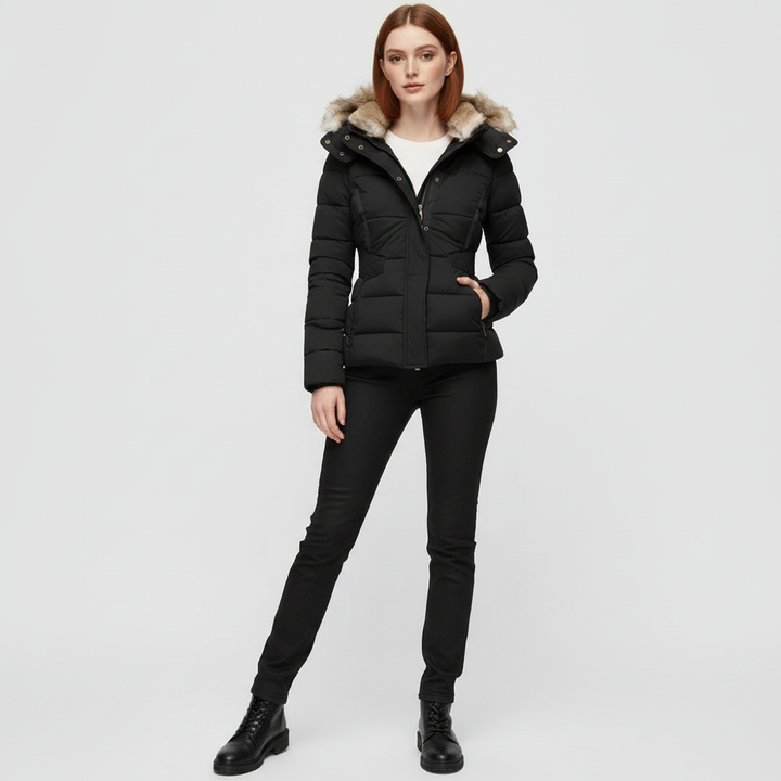 Damska Kurtka Zimowa Z Kapturem Na Zamek