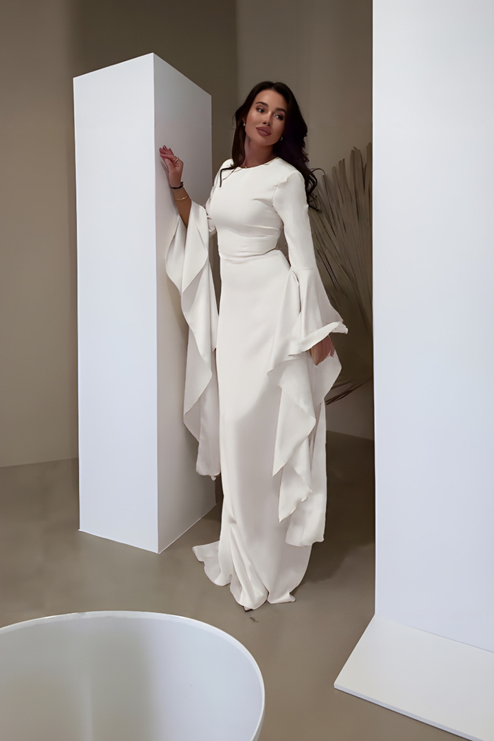 Sukienka Na Wesele Maxi Z Długim Rękawem