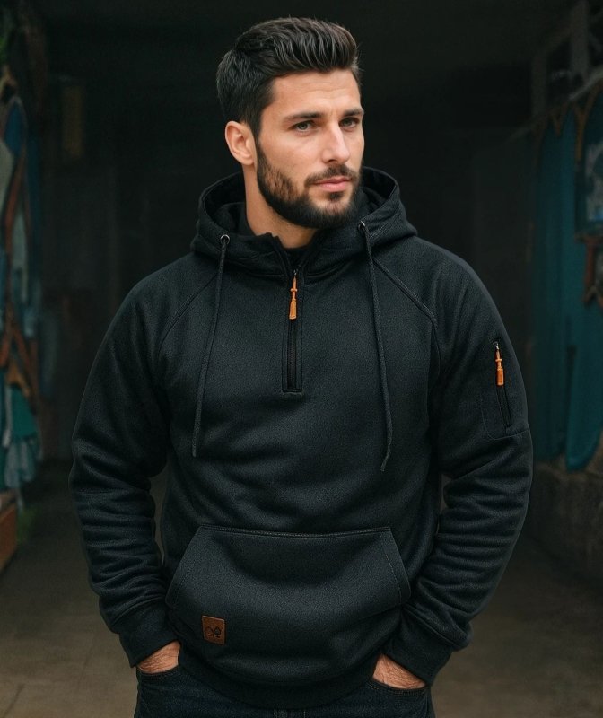 Kamil | Bluza Męska Z Kapturem Półzamek