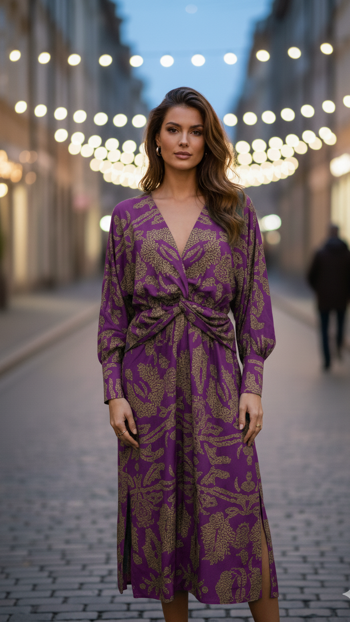Alicja | Sukienka Midi Elegancka Dekolt V