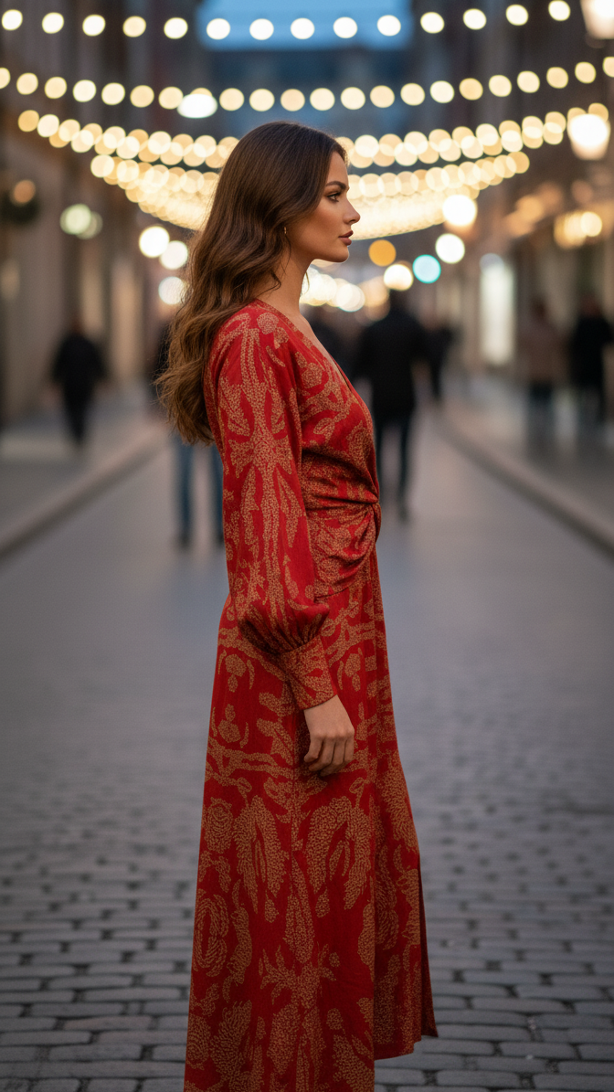 Alicja | Sukienka Midi Elegancka Dekolt V