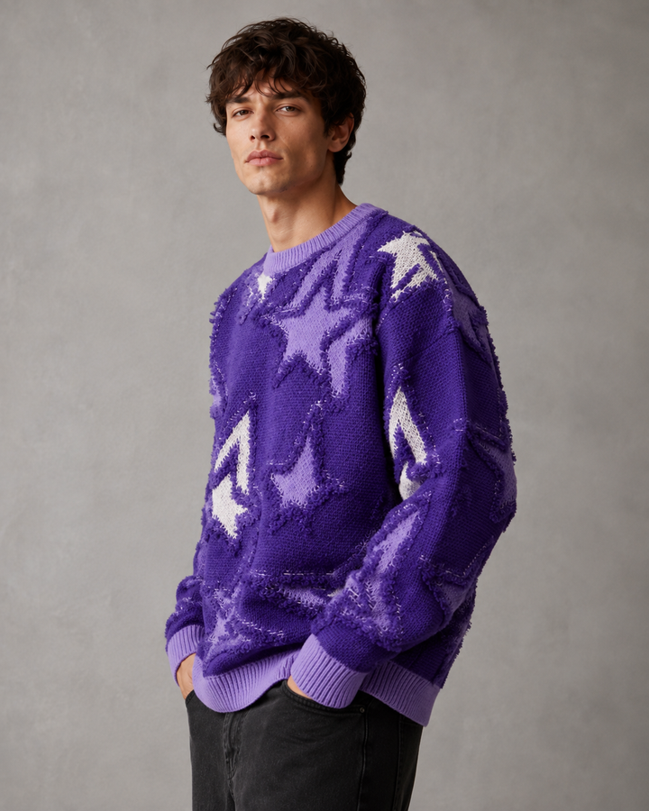 Sweter z gwiazdami w codziennej stylizacji streetwear