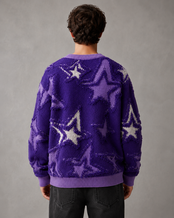Męski sweter z dzianiny o swobodnym fasonie streetwear