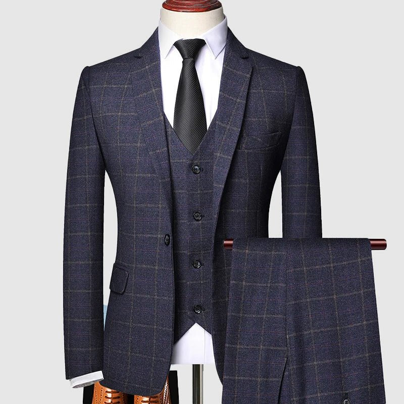 Sebastian | Trzyczęściowy Garnitur W Kratę Windowpane
