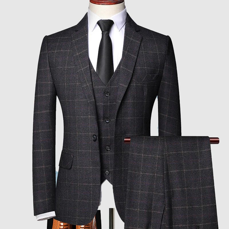Sebastian | Trzyczęściowy Garnitur W Kratę Windowpane