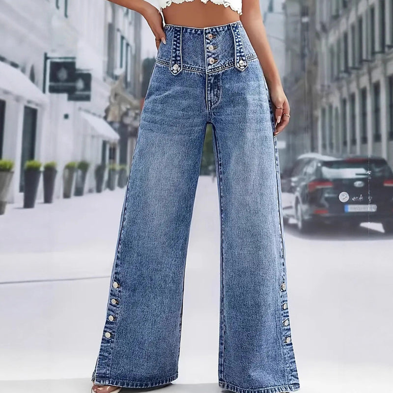 Natalia | Jeansy Damskie Szerokie Wysoki Stan
