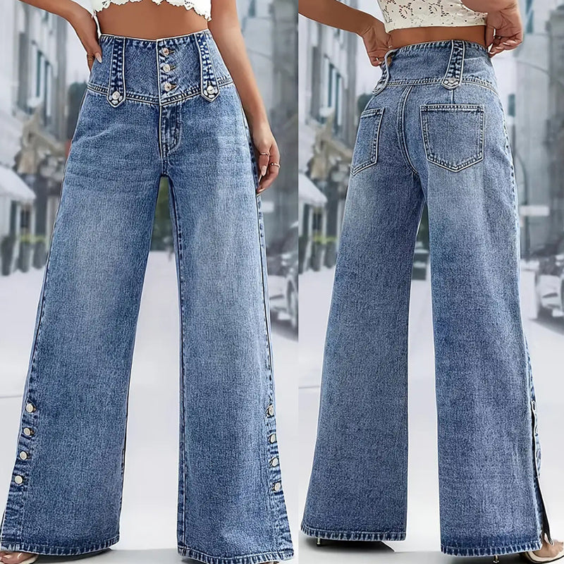 Natalia | Jeansy Damskie Szerokie Wysoki Stan