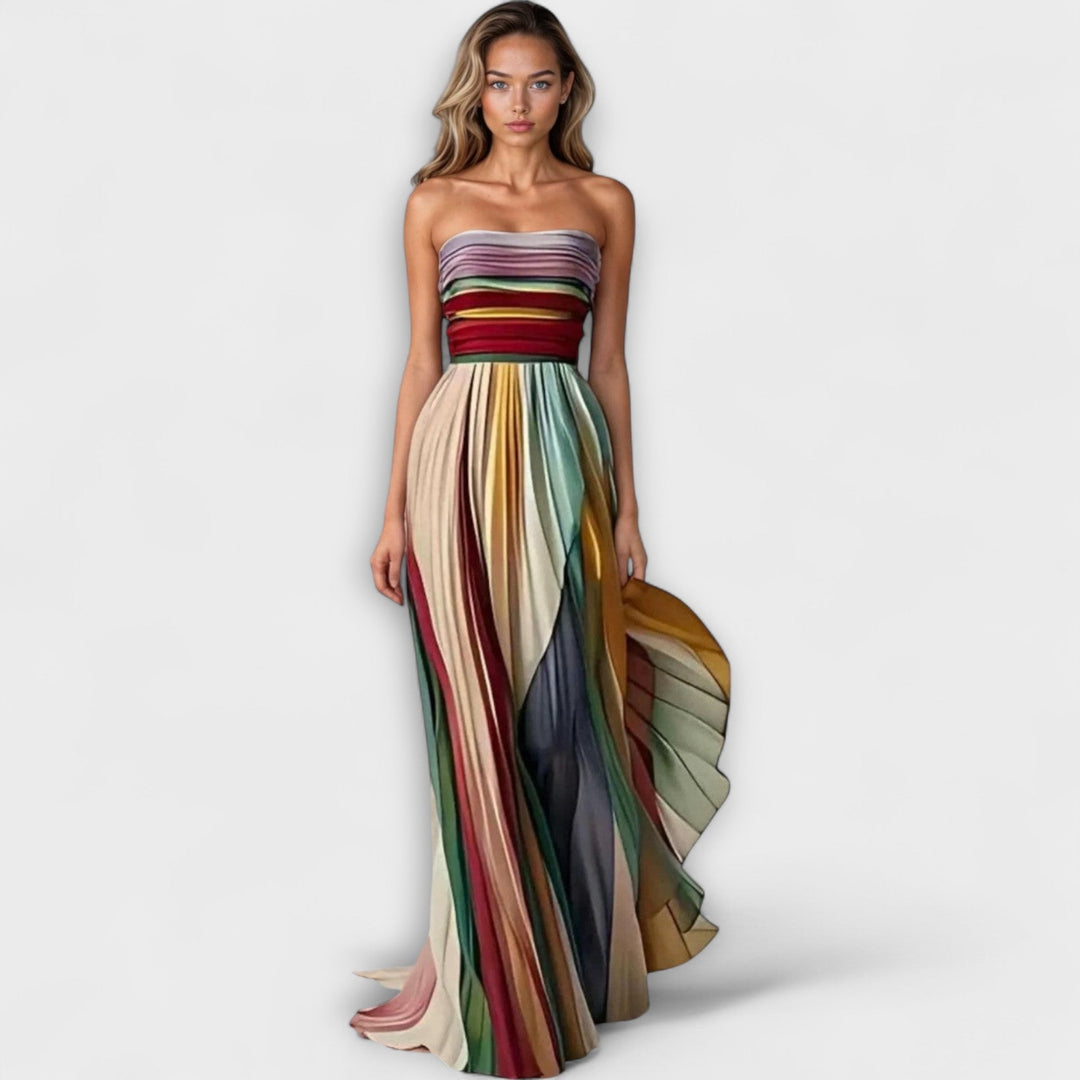 Oliwia | Sukienka Damska Maxi Bez Ramiączek Plisowana