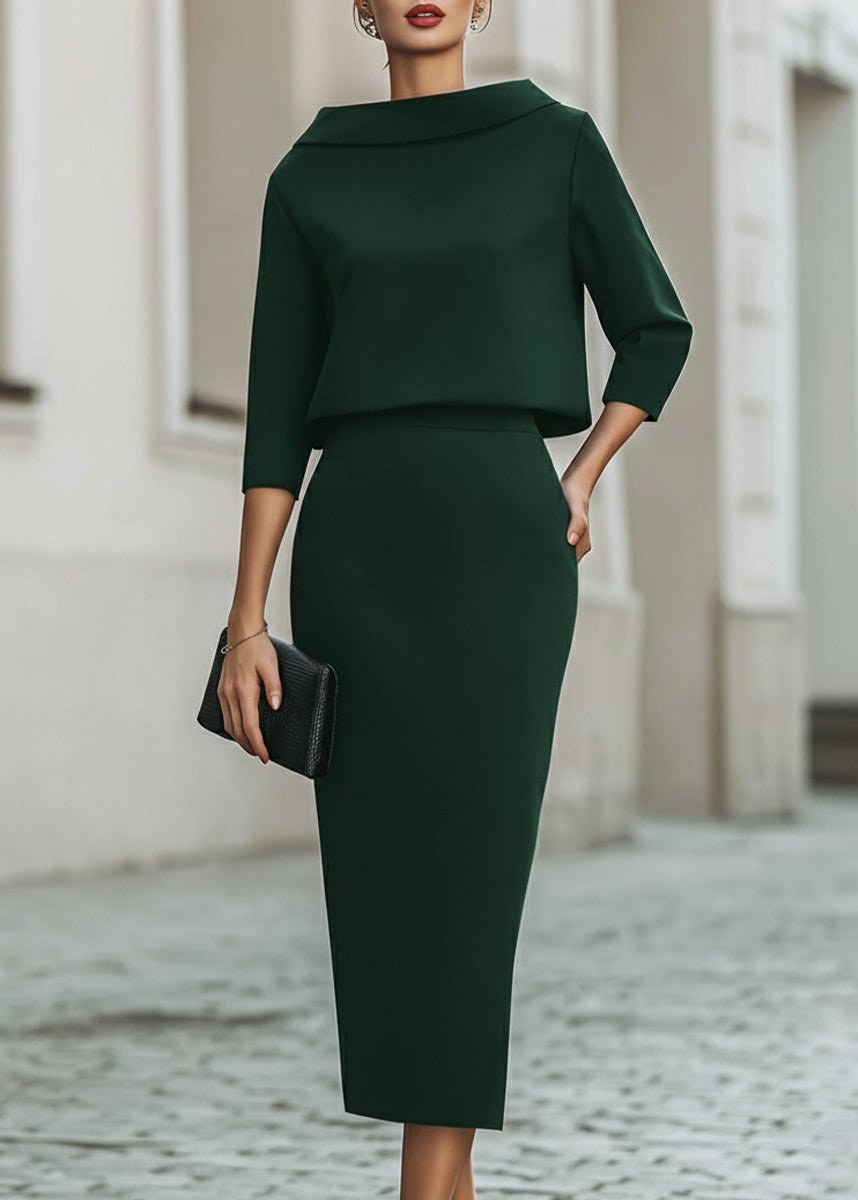 Geneviève | Elegancki Komplet Z Bluzką I Spódnicą Midi