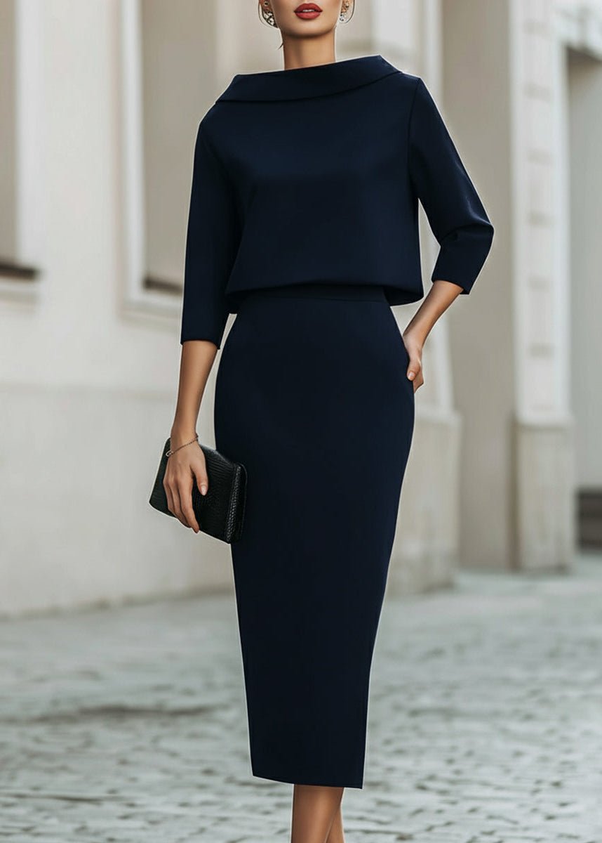 Geneviève | Elegancki Komplet Z Bluzką I Spódnicą Midi