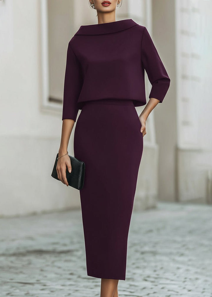 Geneviève | Elegancki Komplet Z Bluzką I Spódnicą Midi