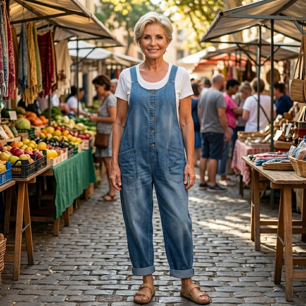 Rosalie | Ogrodniczki Z Szerokimi Nogawkami I Guzikami Z Przodu