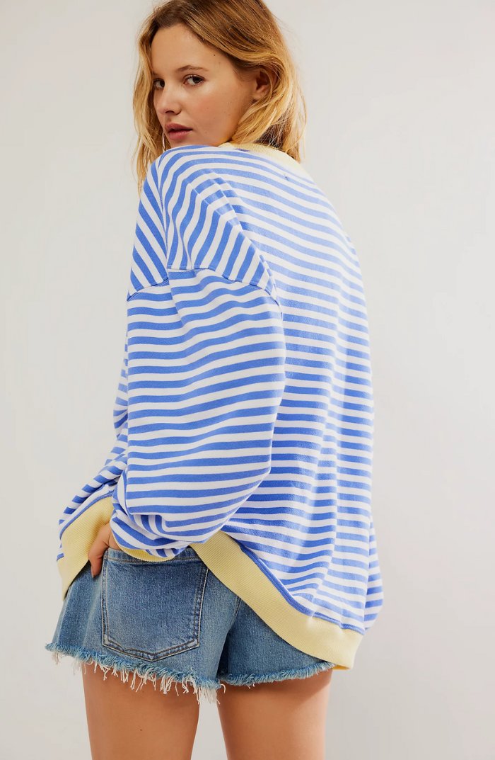 Sienna | Oversize Bluza W Paski Z Kontrastowym Wykończeniem