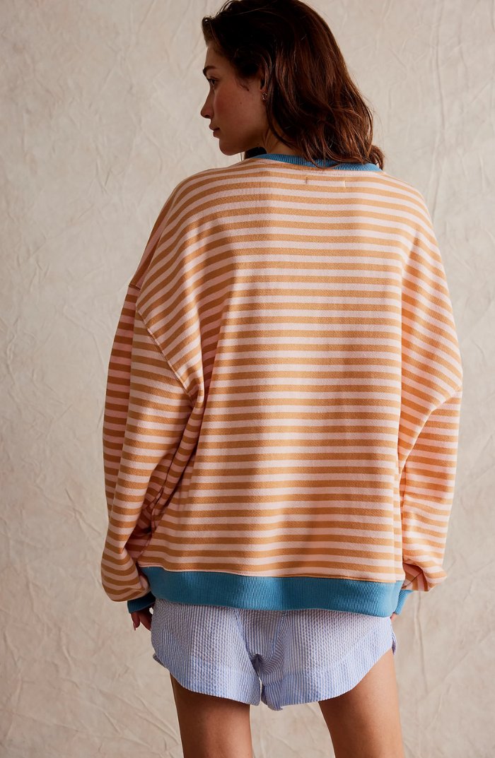 Sienna | Oversize Bluza W Paski Z Kontrastowym Wykończeniem