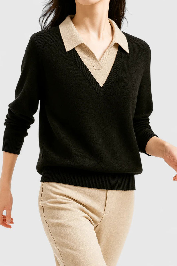 Sweter z dekoltem V pasujący do stylizacji na weekend